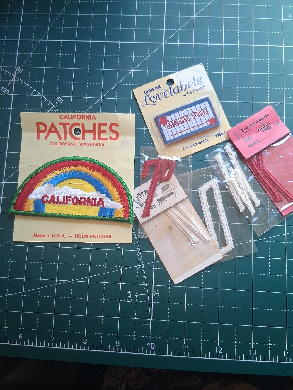 Vintage patch lot. Rainbow "California" Souvenir Patch on Card, State Travel